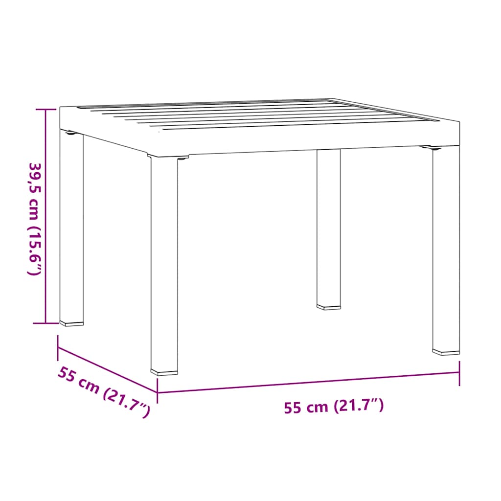 havebord 55x55x39,5 cm pulverlakeret stål sort