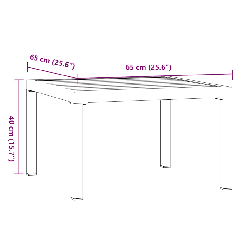 havebord 65x65x40 cm aluminium sort