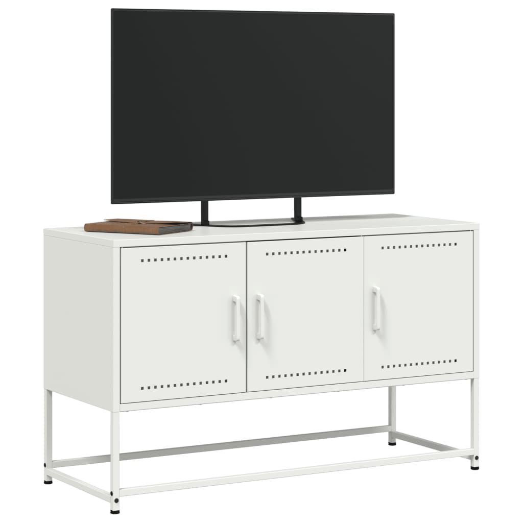 tv-bord 100,5x39x60,5 cm stål hvid