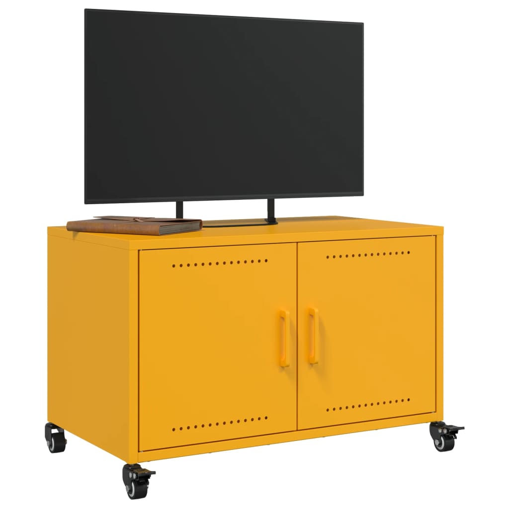 tv-bord 68x39x43,5 cm stål sennepsgul