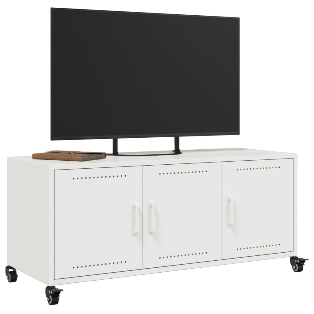 tv-bord 100,5x39x43,5 cm stål hvid