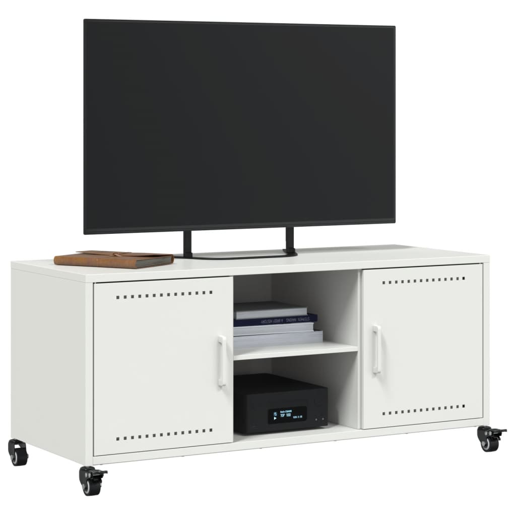 tv-bord 100,5x39x43,5 cm stål hvid