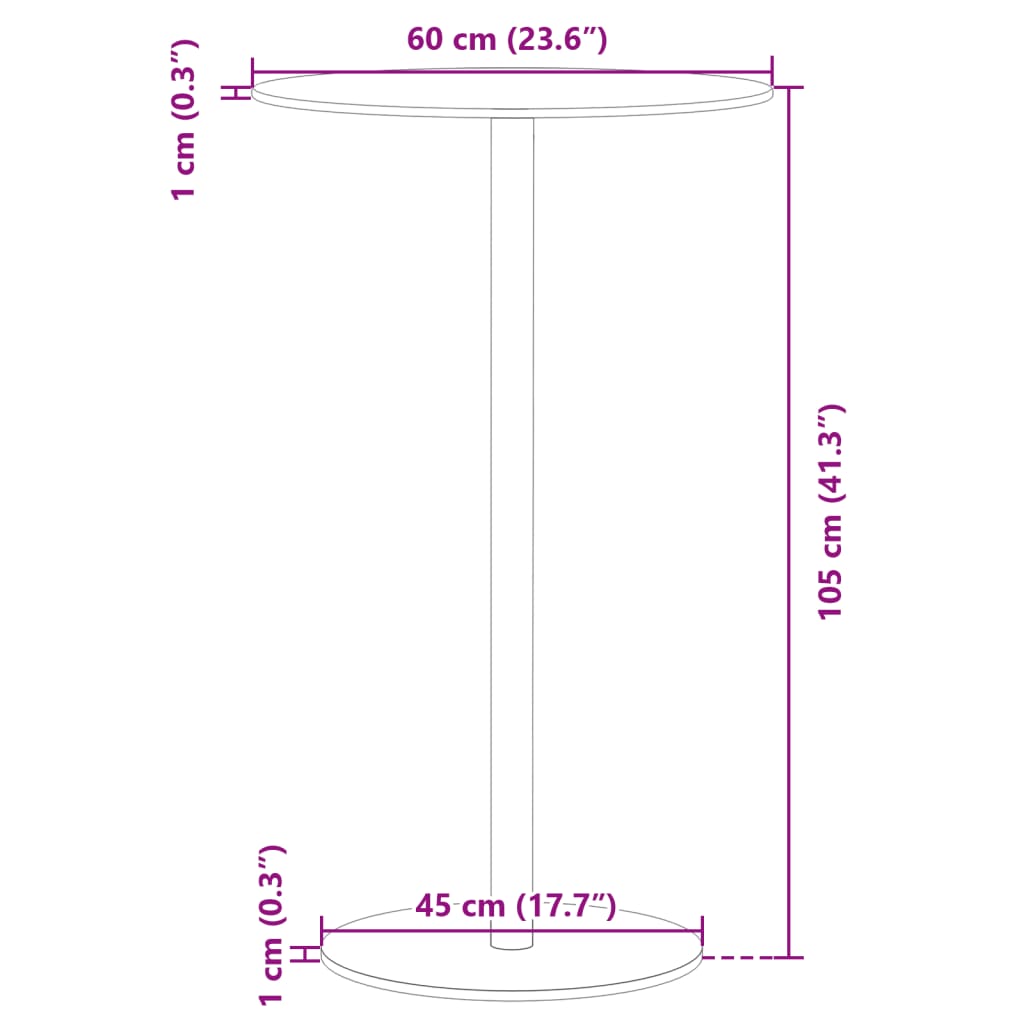 havebord Ø60x105 cm rundt stål sort