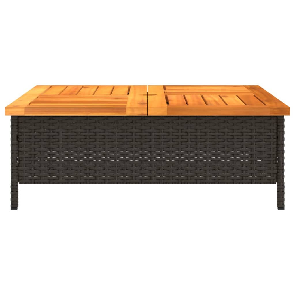 havebord 70x70x25 cm rattan og massivt akacietræ sort