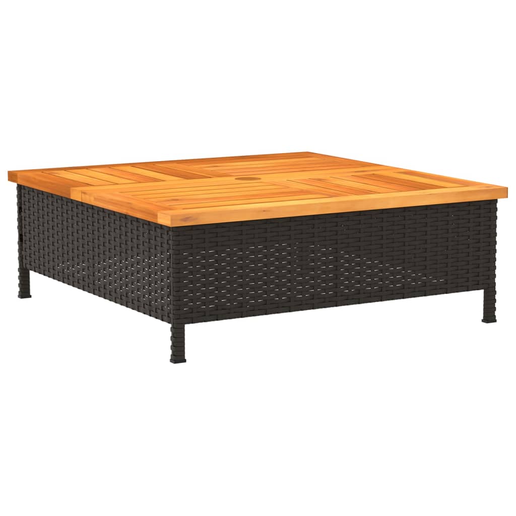 havebord 70x70x25 cm rattan og massivt akacietræ sort