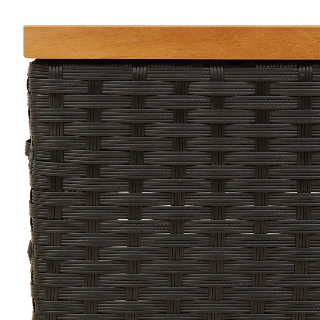 havebord 70x70x25 cm rattan og massivt akacietræ sort