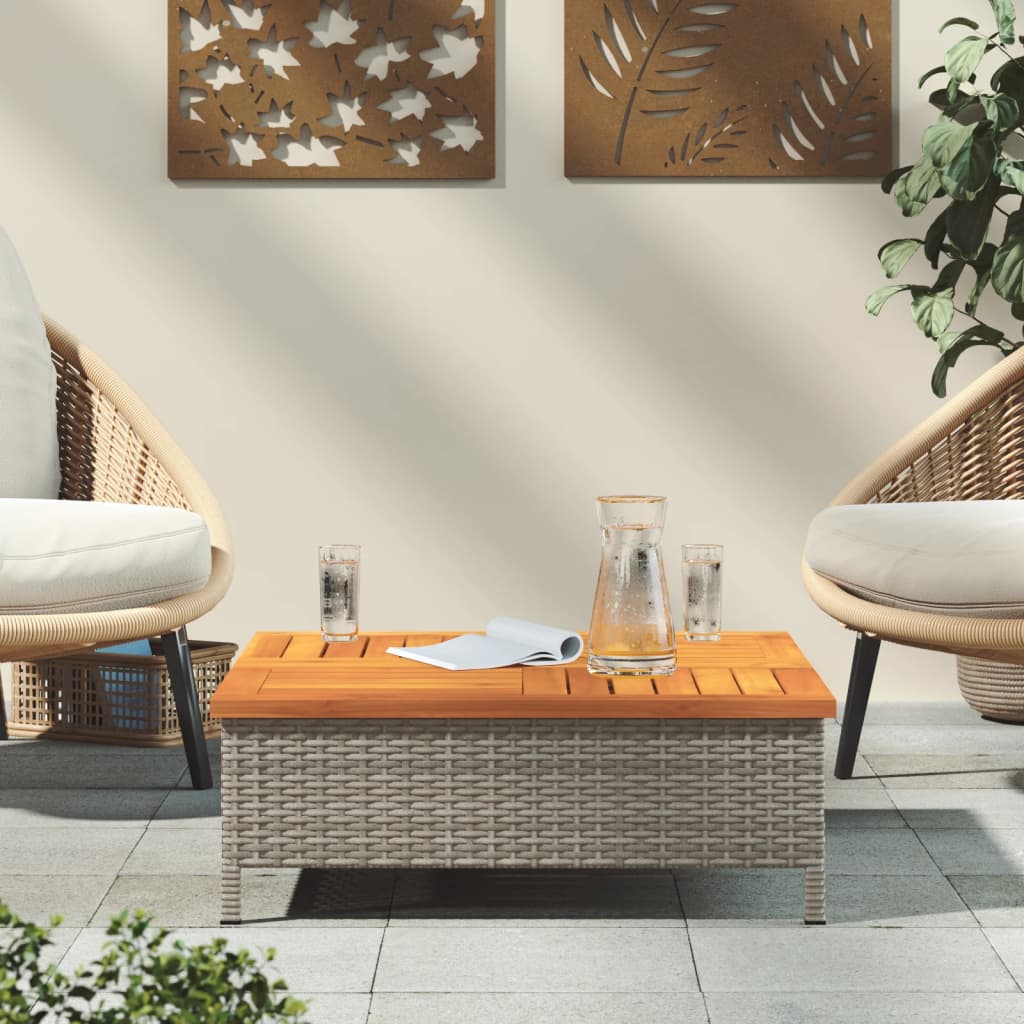 havebord 70x70x25 cm rattan og massivt akacietræ grå