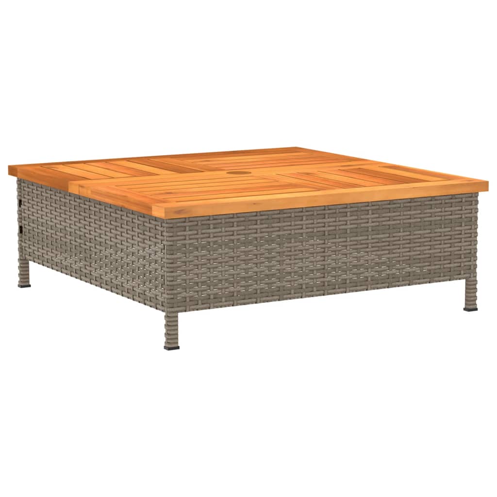 havebord 70x70x25 cm rattan og massivt akacietræ grå