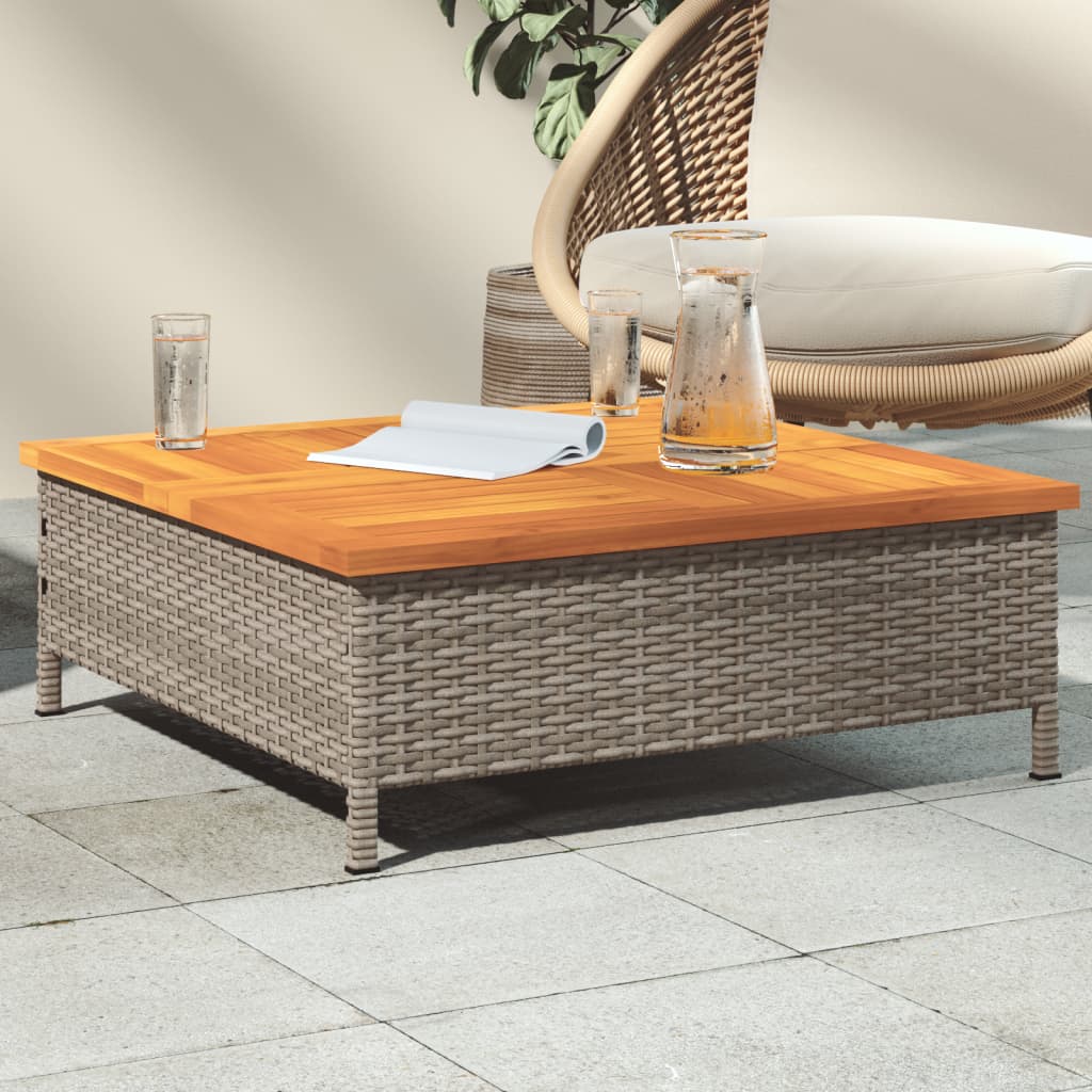 havebord 70x70x25 cm rattan og massivt akacietræ grå