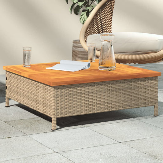 havebord 70x70x25 cm rattan og massivt akacietræ beige