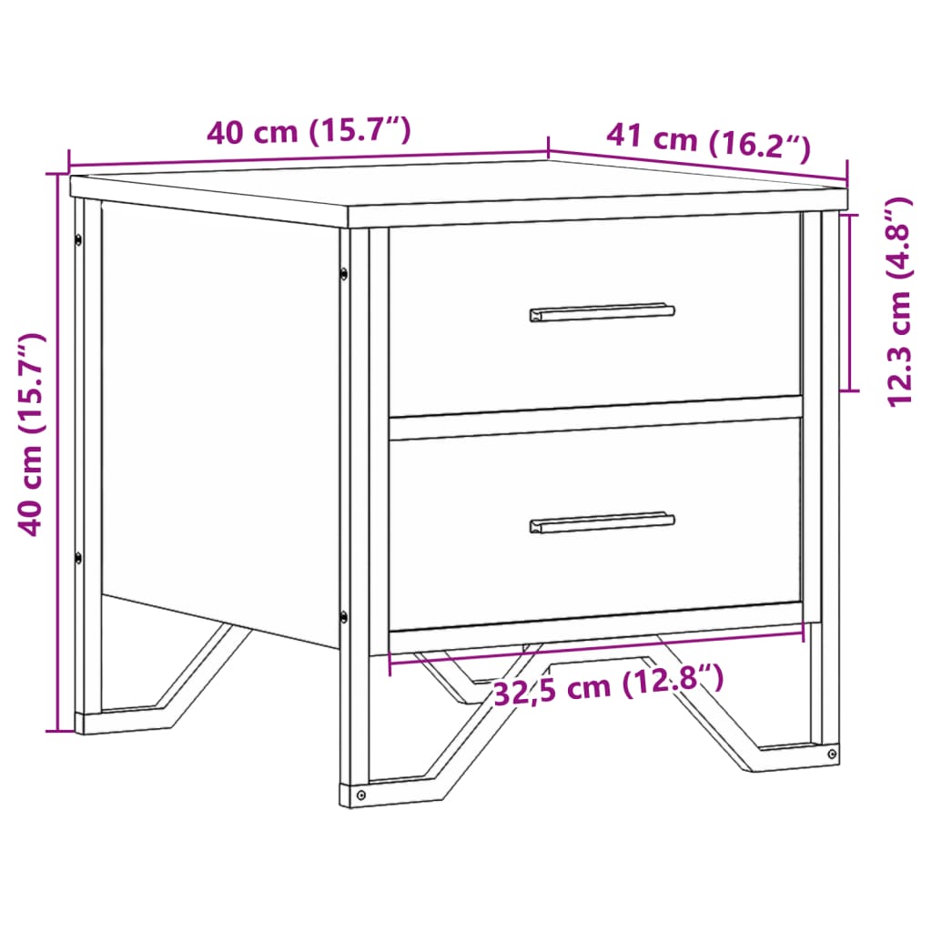 sengeborde 2 stk. 40x41x40 cm konstrueret træ sort