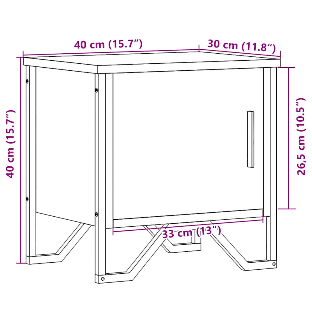 sengeborde 2 stk. 40x30x40 cm konstrueret træ røget egetræ