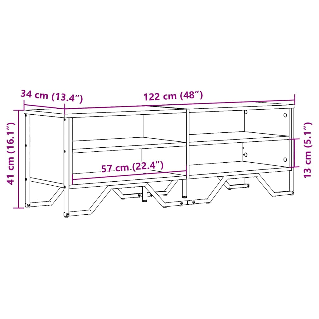 tv-bord 122x34x41 cm konstrueret træ sort