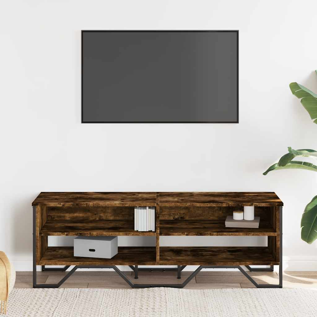 tv-bord 122x34x41 cm konstrueret træ røget egetræsfarve