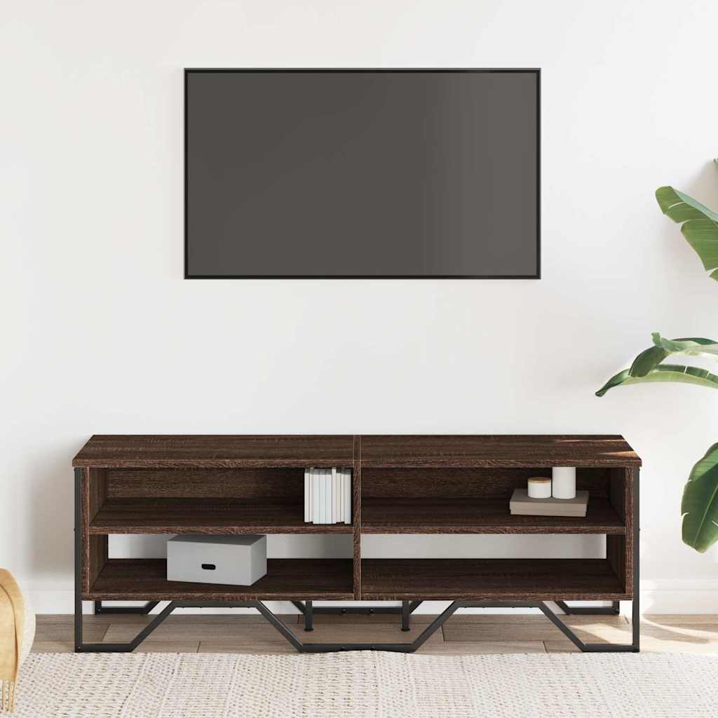 tv-bord 122x34x41 cm konstrueret træ brun egetræsfarve