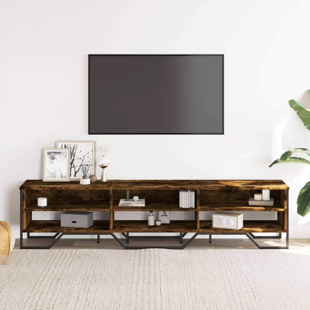 tv-bord 180x34x41 cm konstrueret træ røget egetræsfarve