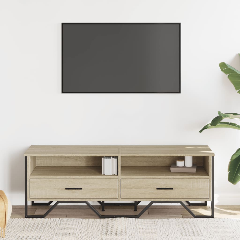 tv-bord 122x34x41 cm konstrueret træ sonoma-eg