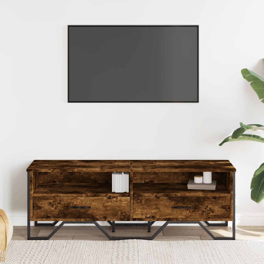 tv-bord 122x34x41 cm konstrueret træ røget egetræsfarve