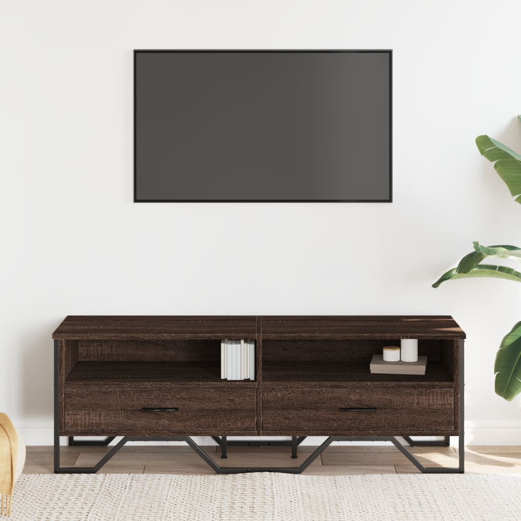 tv-bord 122x34x41 cm konstrueret træ brun egetræsfarve