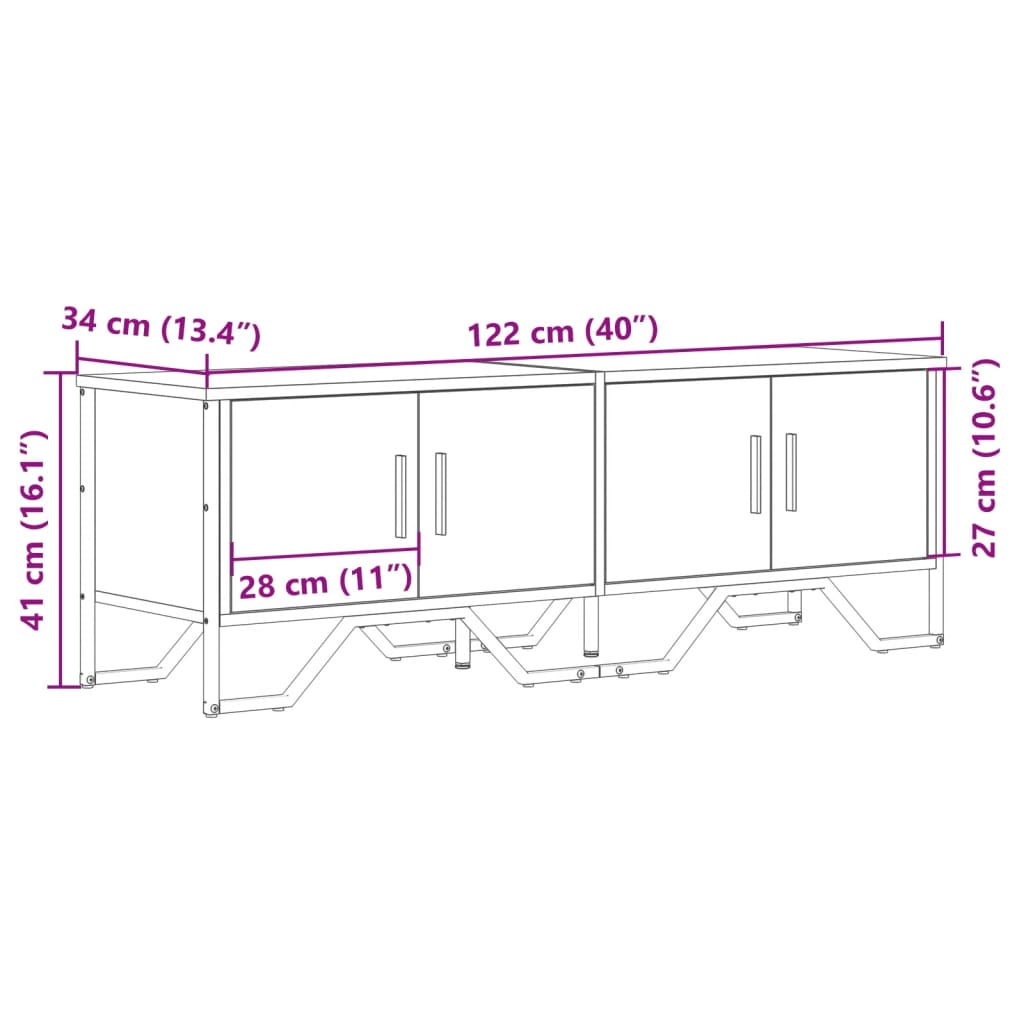 tv-bord 122x34x41 cm konstrueret træ sort