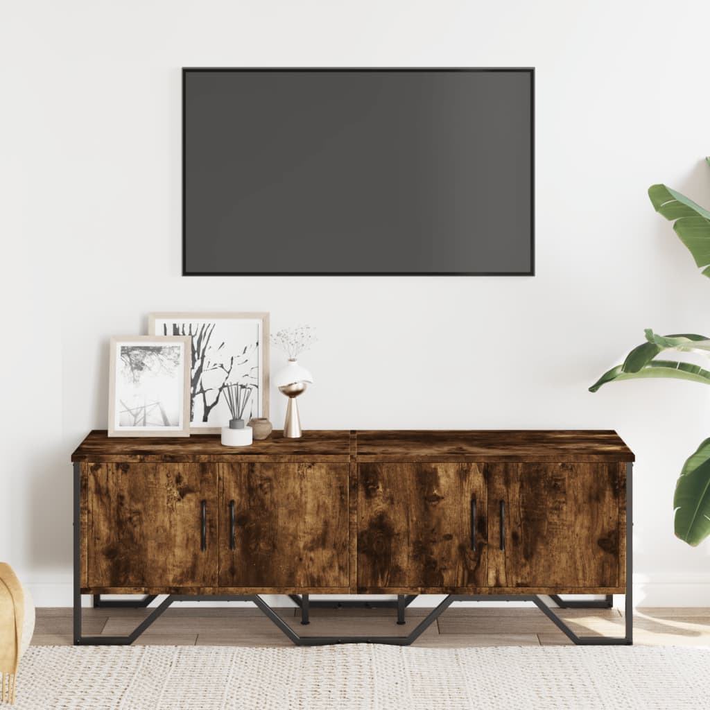 tv-bord 122x34x41 cm konstrueret træ røget egetræsfarve