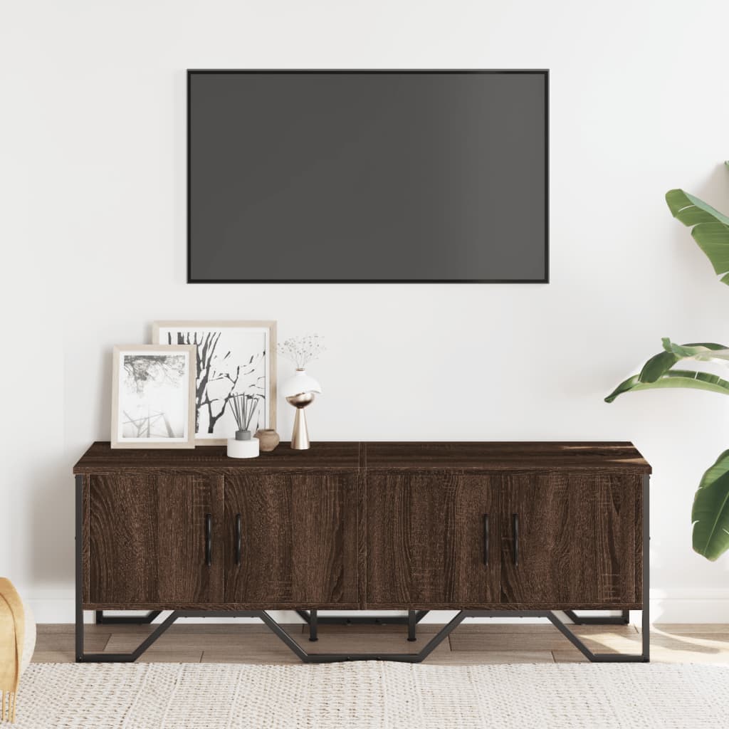 tv-bord 122x34x41 cm konstrueret træ brun egetræsfarve