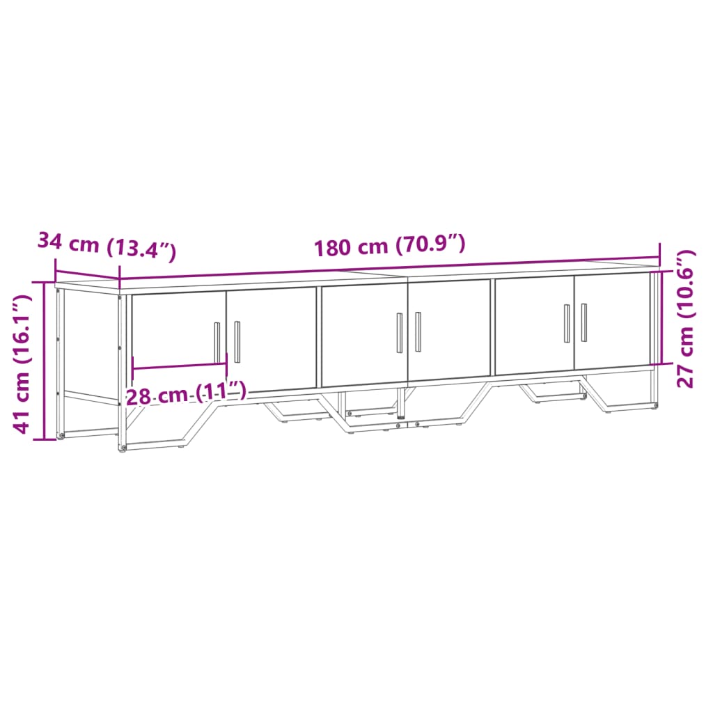 tv-bord 180x34x41 cm konstrueret træ sort