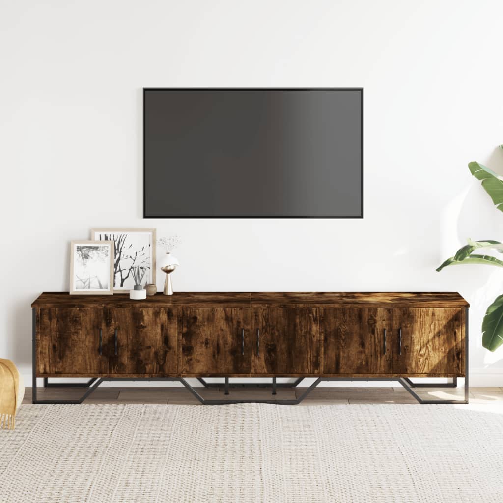 tv-bord 180x34x41 cm konstrueret træ røget egetræsfarve