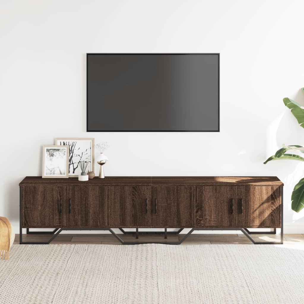 tv-bord 180x34x41 cm konstrueret træ brun egetræsfarve