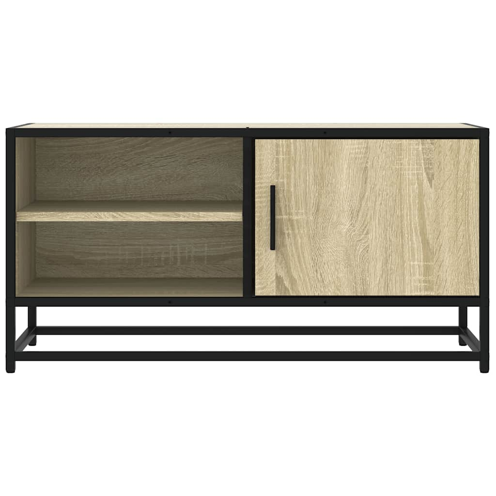 tv-bord 80x34,5x40 cm konstrueret træ og metal sonoma-eg