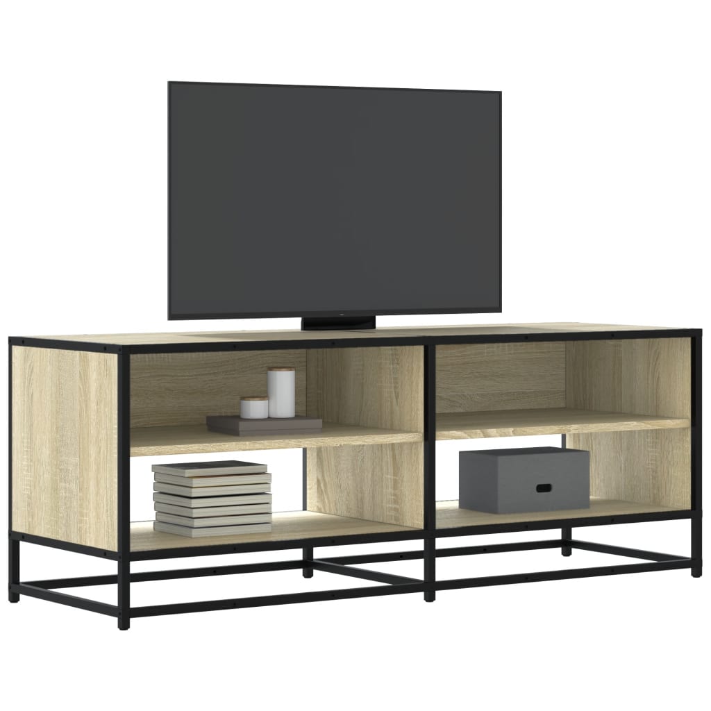 tv-bord 120,5x40x46 cm konstrueret træ og metal sonoma-eg