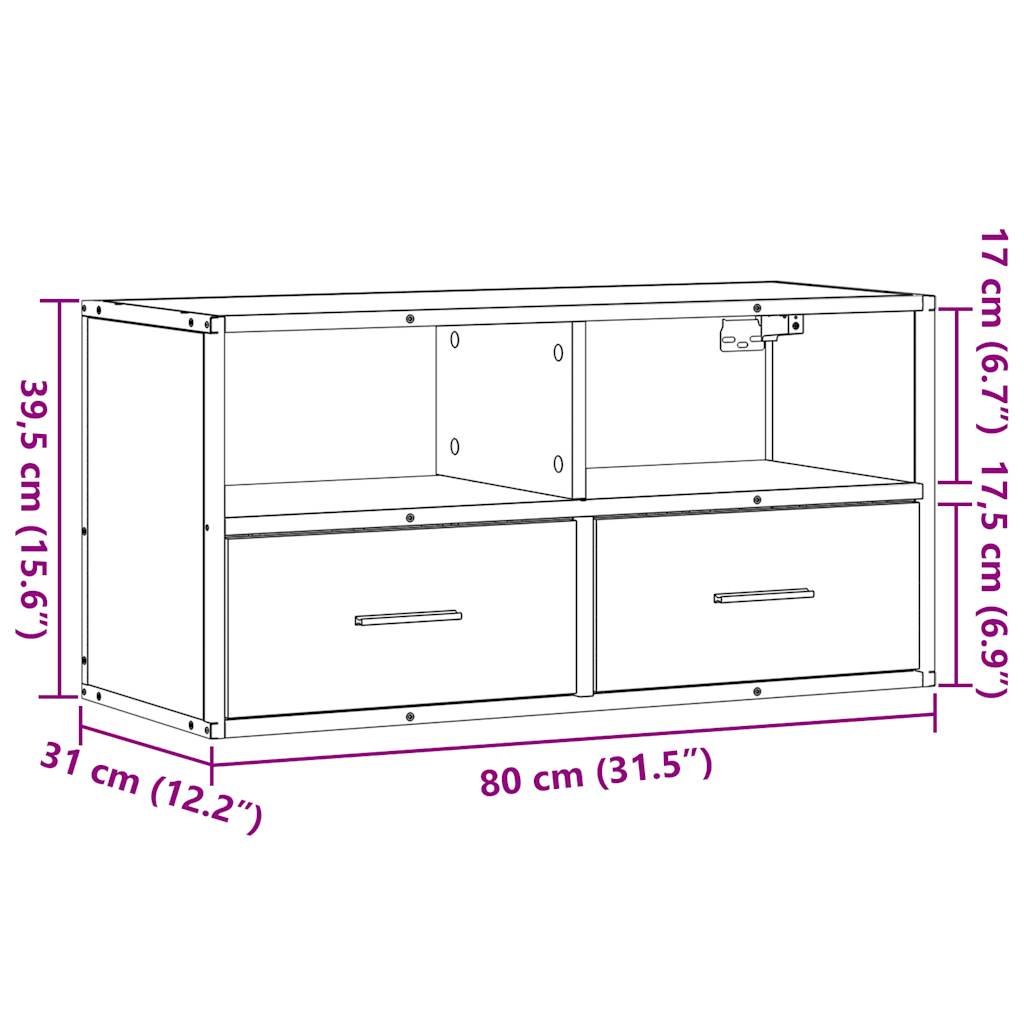 tv-bord 80x31x39,5 cm konstrueret træ og metal sort