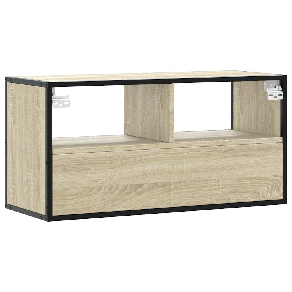 tv-bord 80x31x39,5 cm konstrueret træ og metal sonoma-eg