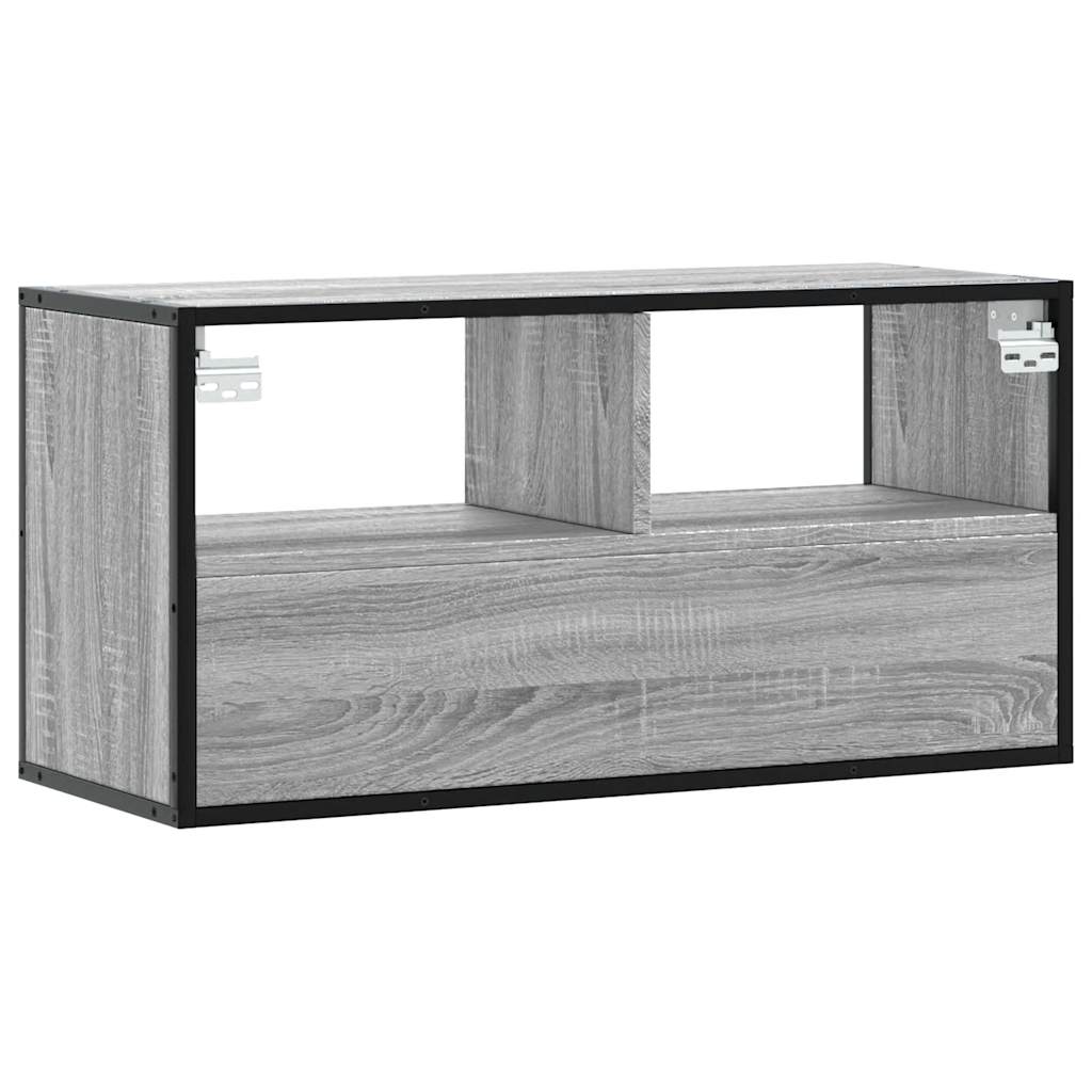 tv-bord 80x31x39,5 cm konstrueret træ og metal grå sonoma-eg