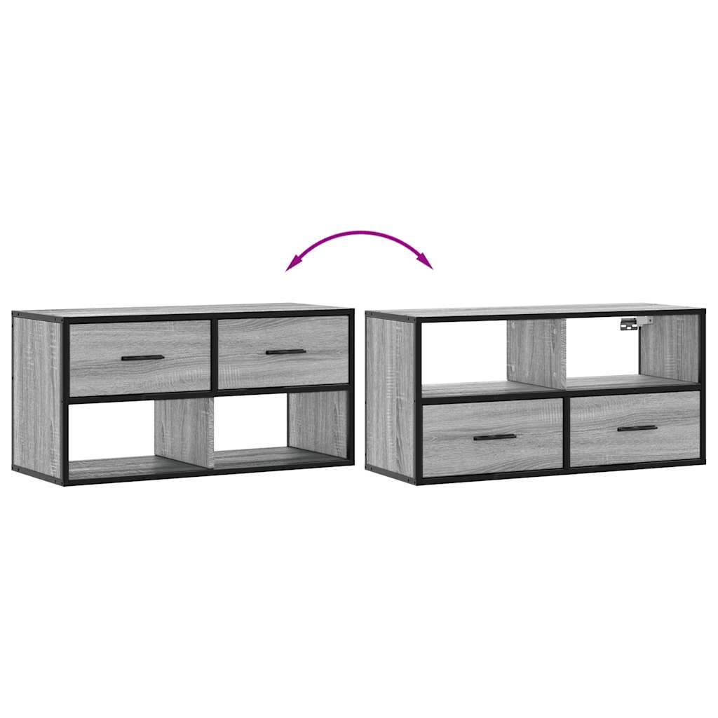 tv-bord 80x31x39,5 cm konstrueret træ og metal grå sonoma-eg