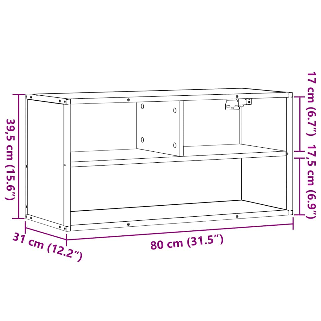 tv-bord 80x31x39,5 cm konstrueret træ og metal sonoma-eg