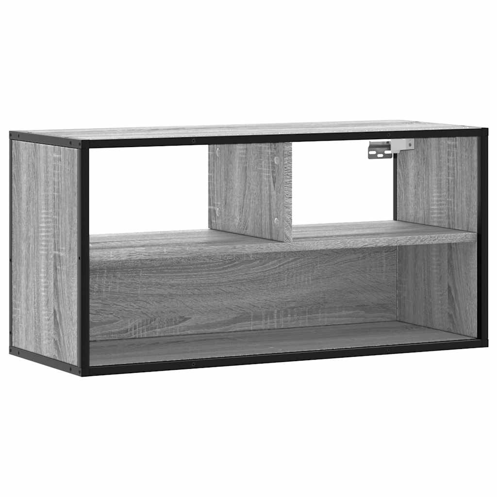 tv-bord 80x31x39,5 cm konstrueret træ og metal grå sonoma-eg