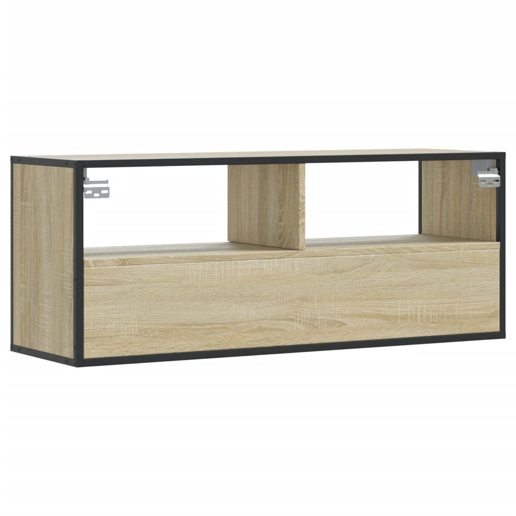 tv-bord 100x31x39,5 cm konstrueret træ og metal sonoma-eg