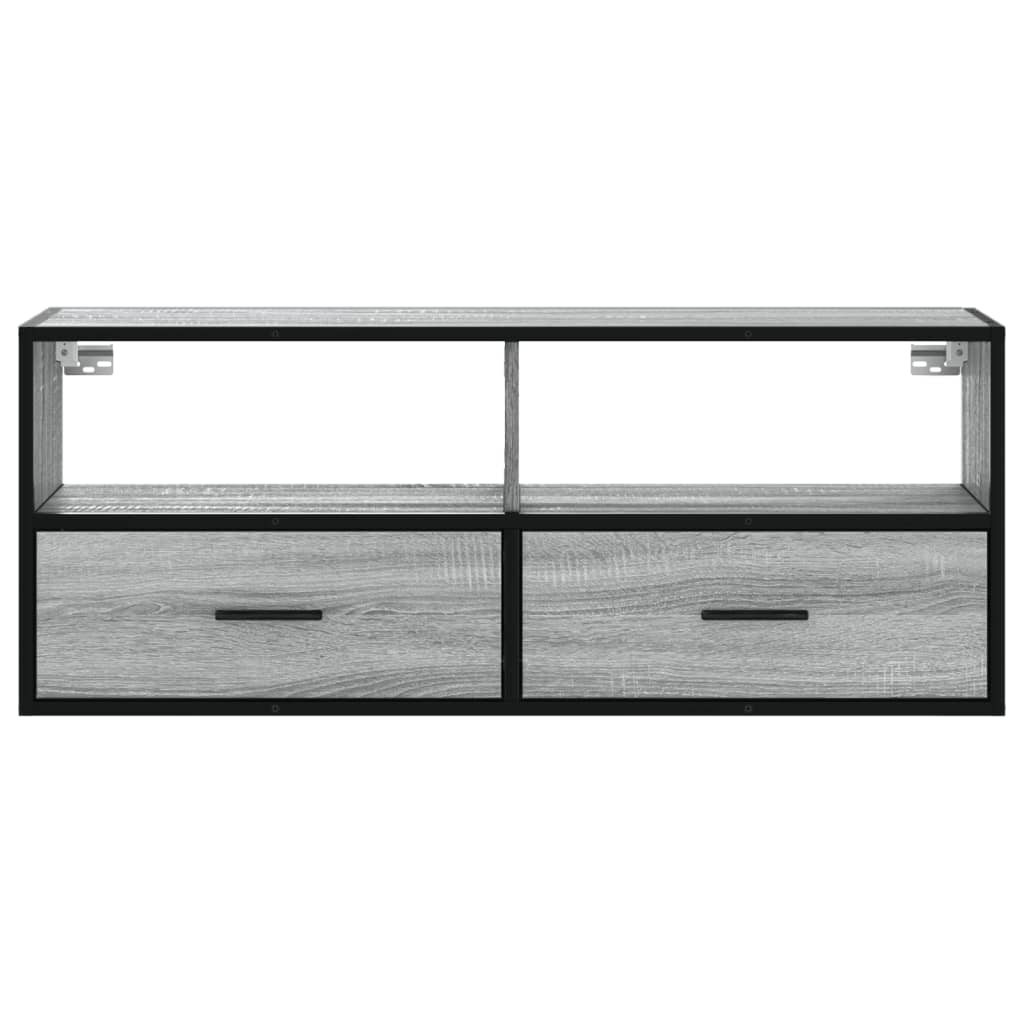 tv-bord 100x31x39,5 cm konstrueret træ og metal grå sonoma-eg