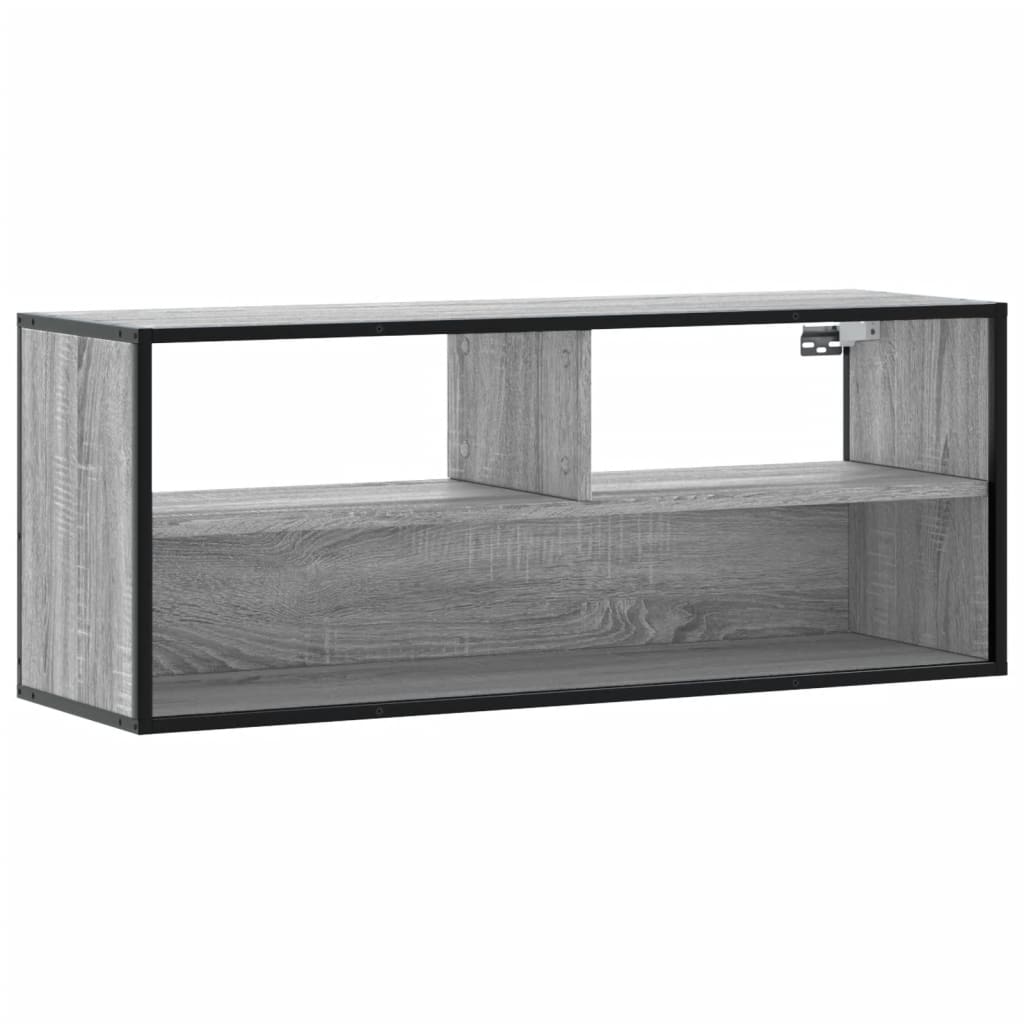 tv-bord 100x31x39,5 cm konstrueret træ og metal grå sonoma-eg