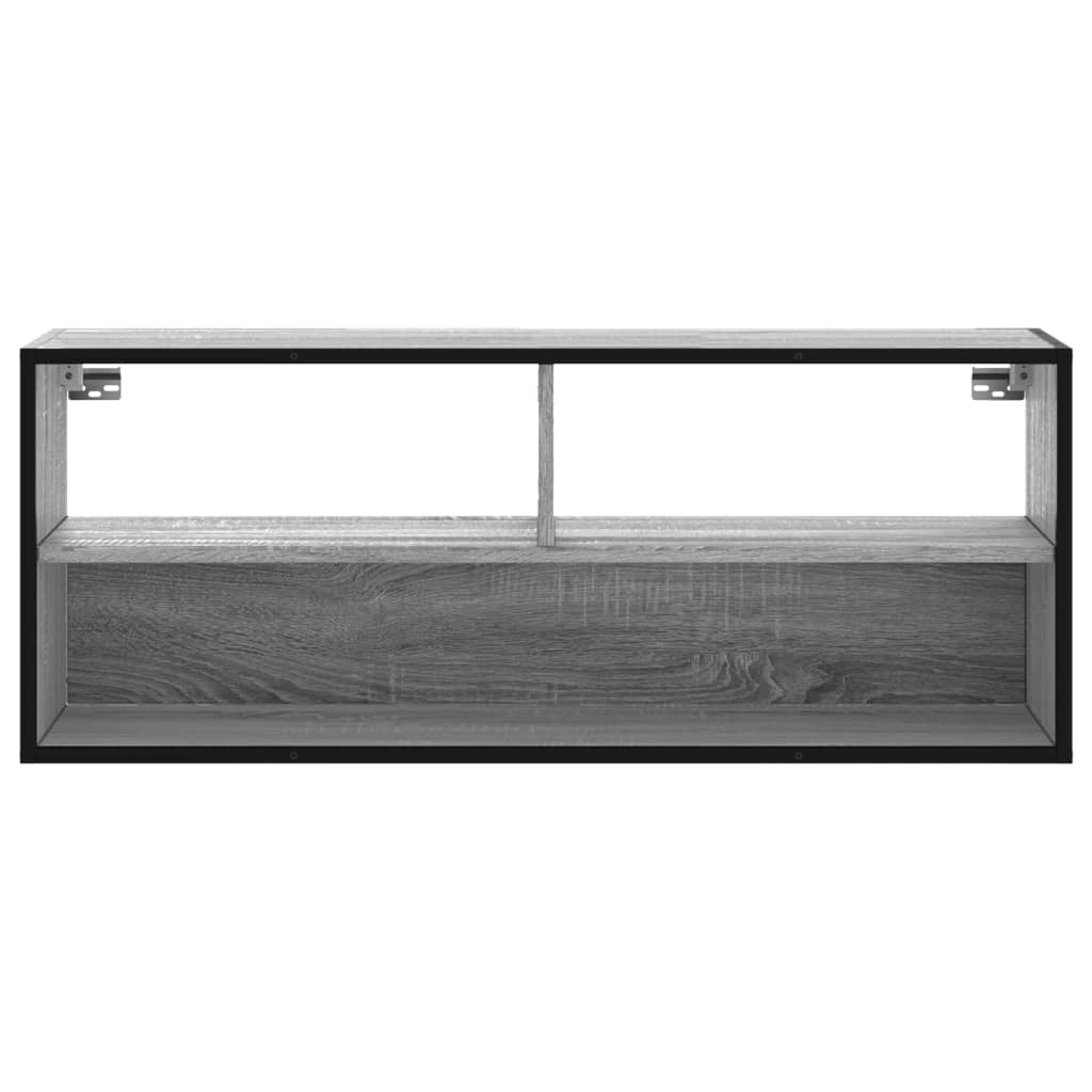 tv-bord 100x31x39,5 cm konstrueret træ og metal grå sonoma-eg