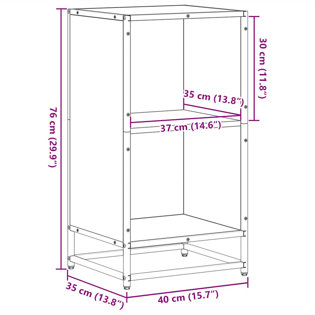 bogreol 40x35x76 cm konstrueret træ sort