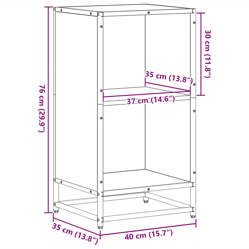 bogreol 40x35x76 cm konstrueret træ sonoma-eg