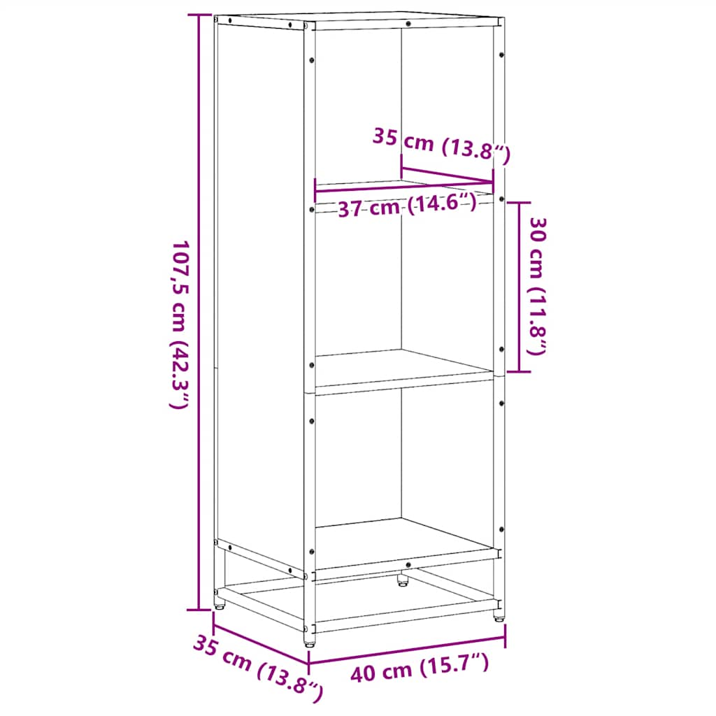 bogreol 40x35x107,5 cm konstrueret træ sonoma-eg