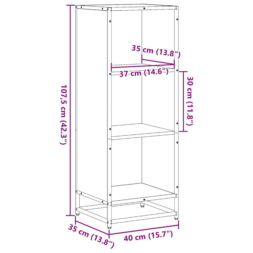 bogreol 40x35x107,5 cm konstrueret træ brun egetræsfarve