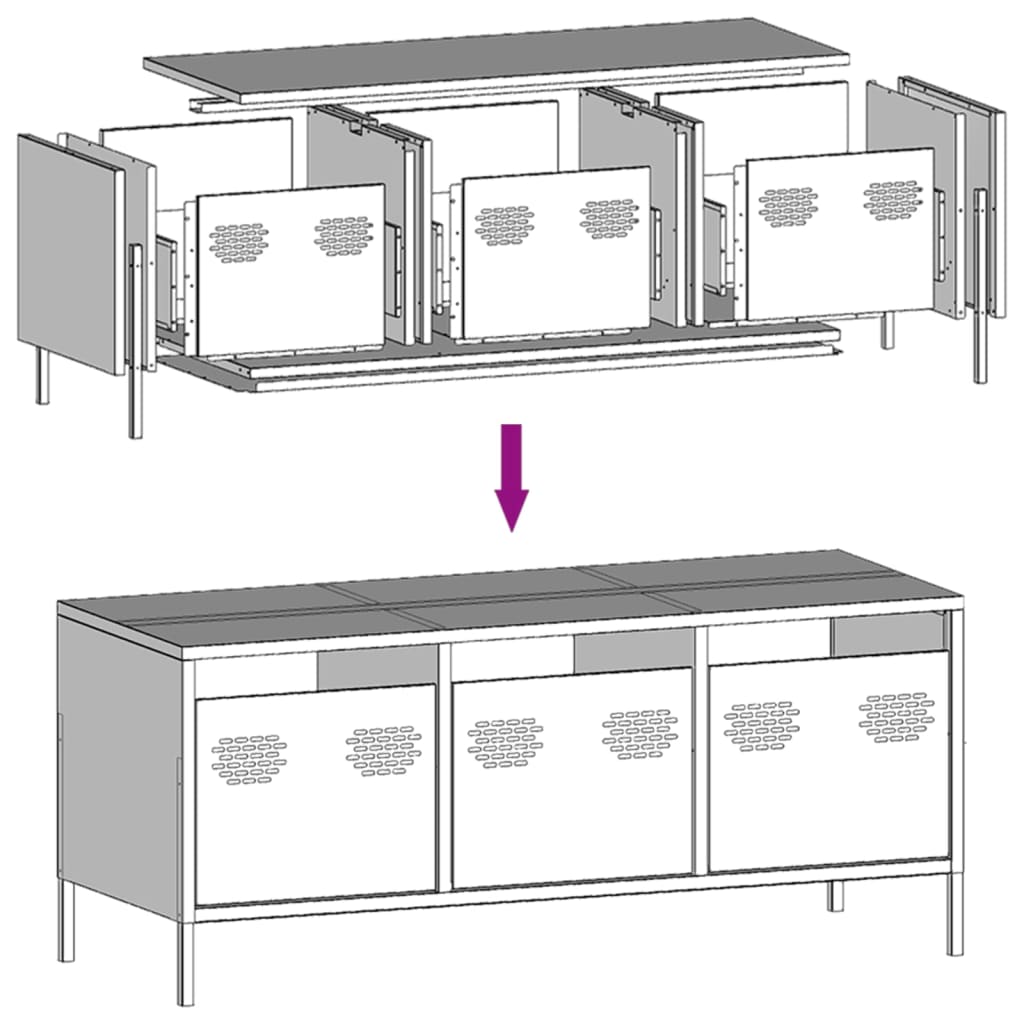 tv-bord 101,5x39x43,5 cm koldvalset stål sort