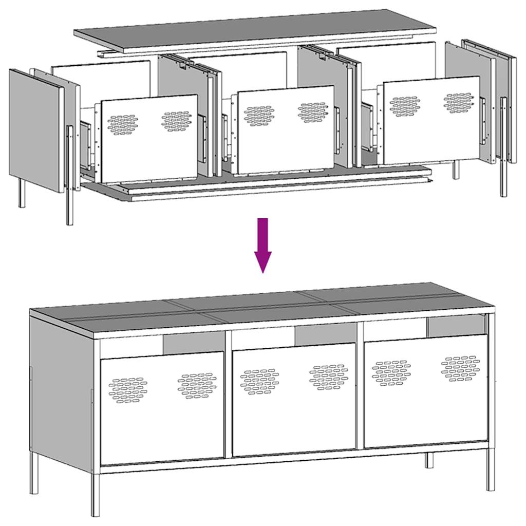 tv-bord 101,5x39x43,5 cm koldvalset stål hvid