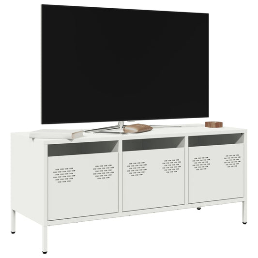 tv-bord 101,5x39x43,5 cm koldvalset stål hvid