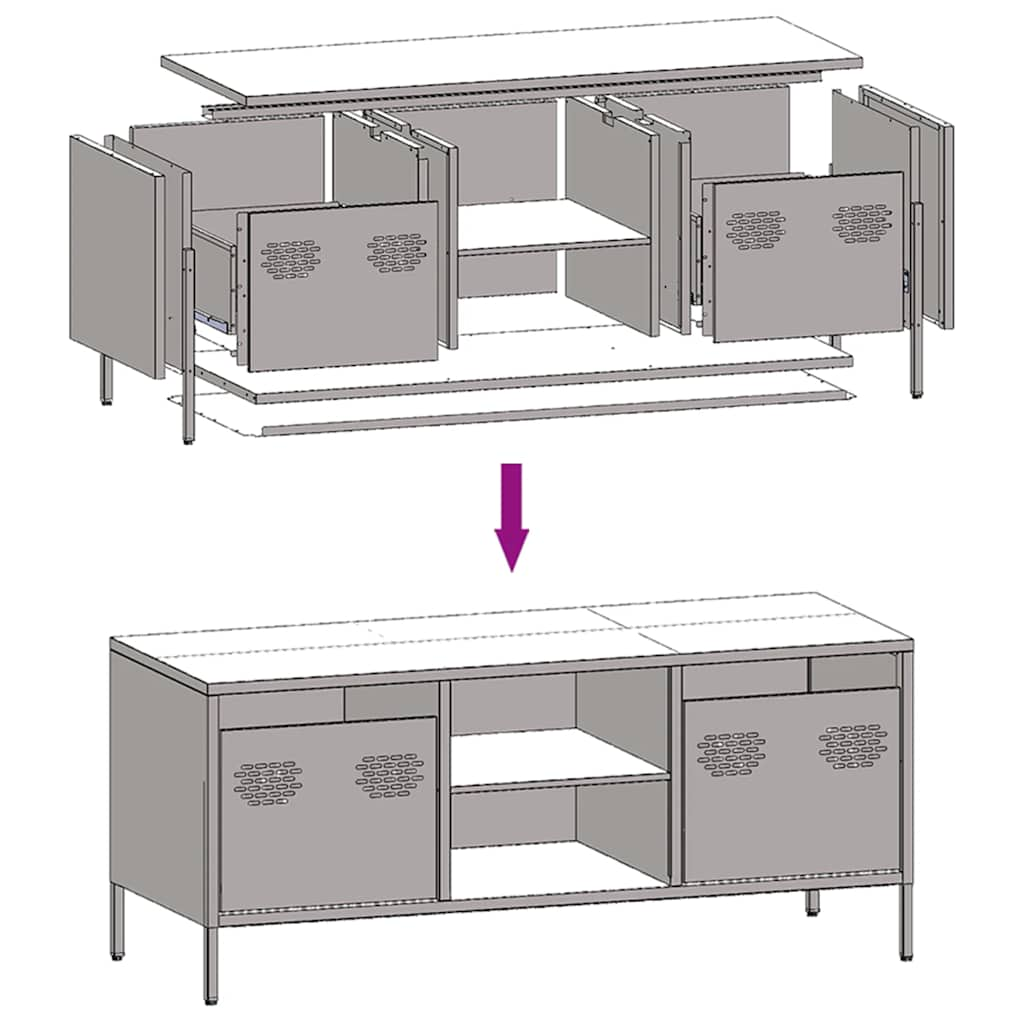 tv-bord 101,5x39x43,5 cm koldvalset stål hvid