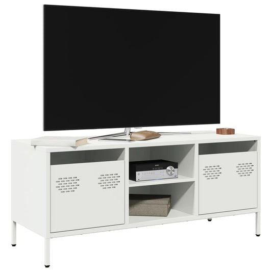 tv-bord 101,5x39x43,5 cm koldvalset stål hvid